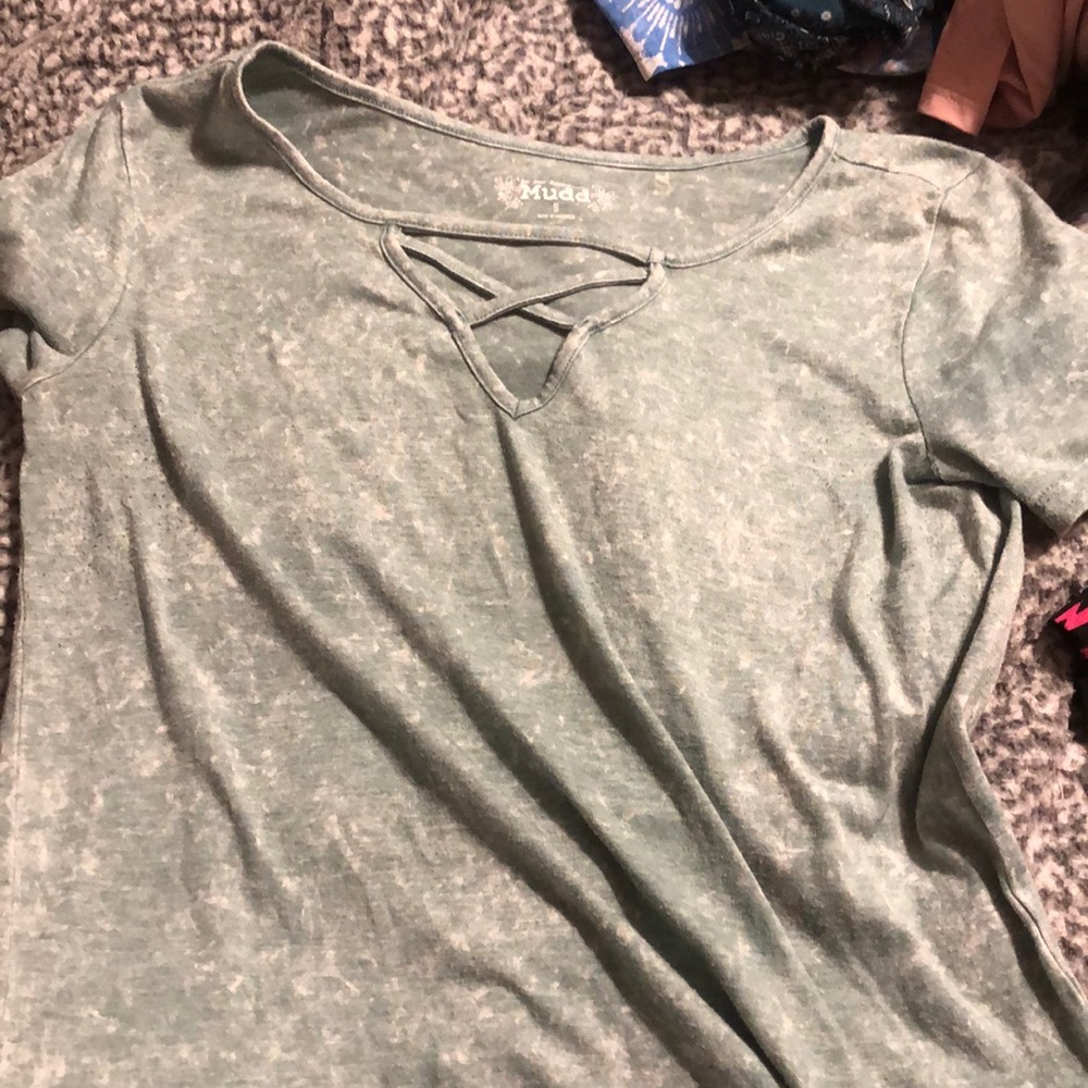 Greenish and white shirt